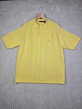 Lululemon Chip Shot Golf Polo Mens Medium Knit Short Sleeve Yellow